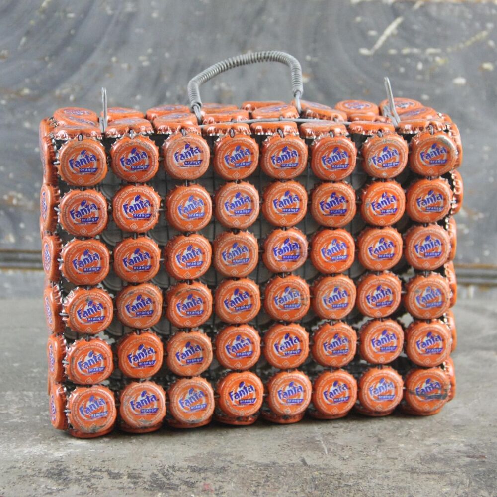 Fanta Orange Soda Bottle Cap Purse Box with Handle, vintage